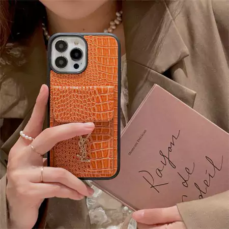 YSL alligator - grain leather card holder iphone case