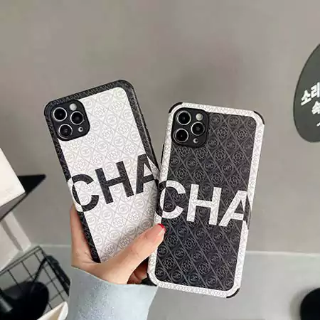 chanel black white embossed leather iphone case