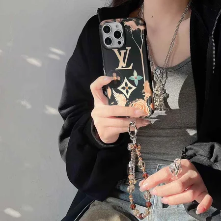 louis vuitton floral monogram iphone case with beaded strap