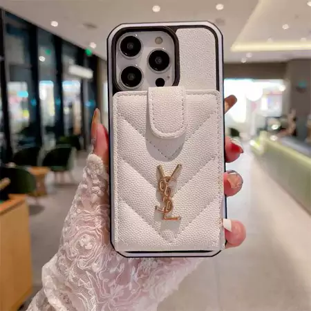 YSL embroidered card holder two - tone iphone case