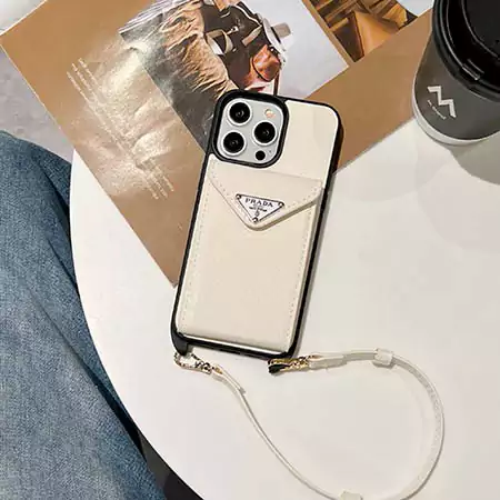 prada card holder iphone case with short hand - held strap