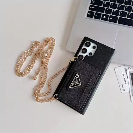 prada classic cross - grain card holder iphone case with chain strap