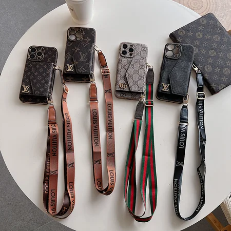 LV phone case with card - holder and lanyard