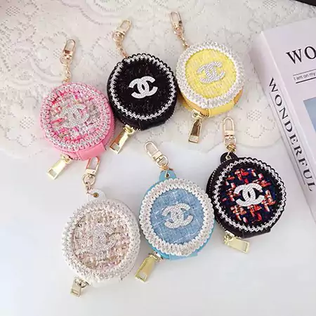 CHANEL round woolen tweed AirPods case