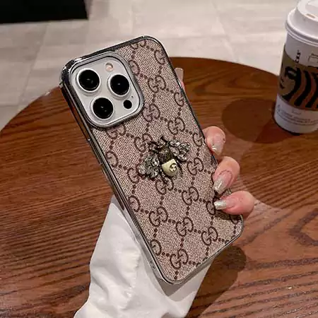 gucci classic pattern metal logo iphone case