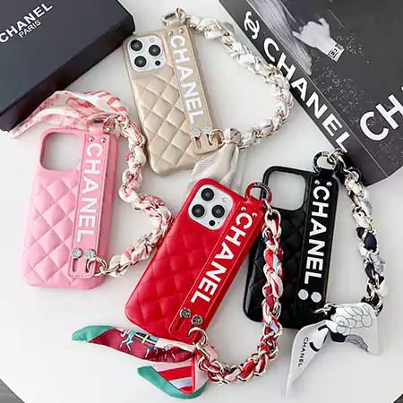 chanel wrist strap with silk scarf chain iphone case