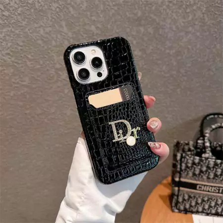 dior prada ysl all - black crocodile - embossed card - slot iphone case with metal logo