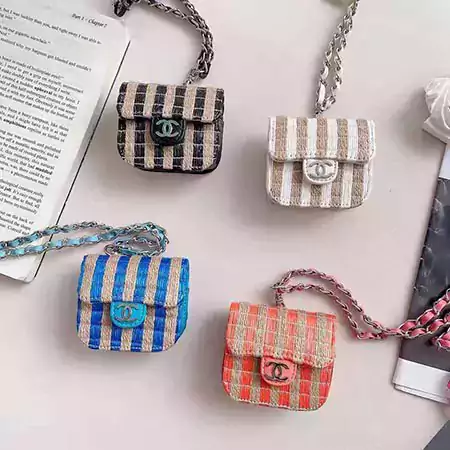 CHANEL - inspired straw - woven universal AirPods case