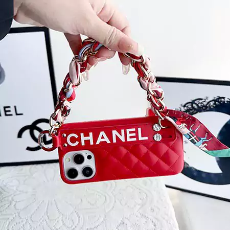 chanel wrist strap with silk scarf chain iphone case