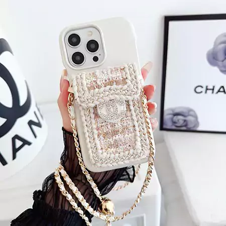 chanel tweed with rhinestone logo vertical card holder iphone case
