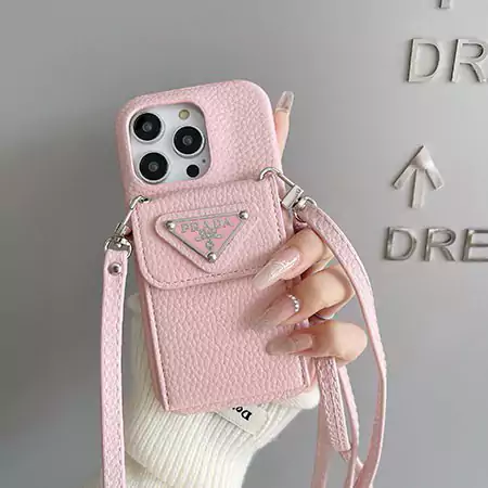 prada litchi - textured envelope card - holder with lanyard iphone case