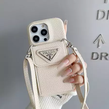 prada litchi - textured envelope card - holder with lanyard iphone case