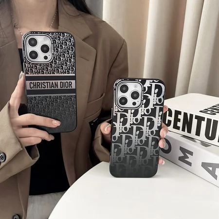 large and small black logo dior iphone case