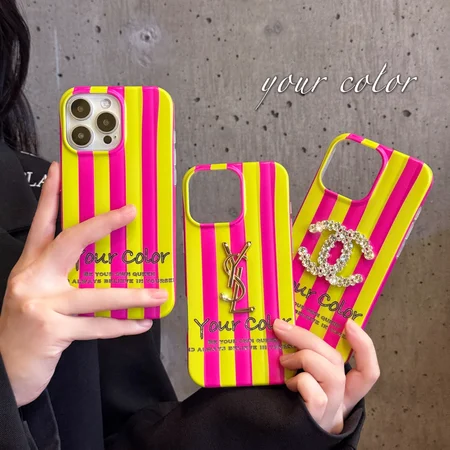 Pink - yellow striped iPhone case