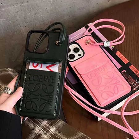 loewe pink black cross - body iphone case with card holder