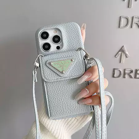 prada litchi - textured envelope card - holder with lanyard iphone case