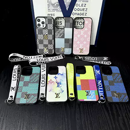 LV iridescent print hand chain iPhone case