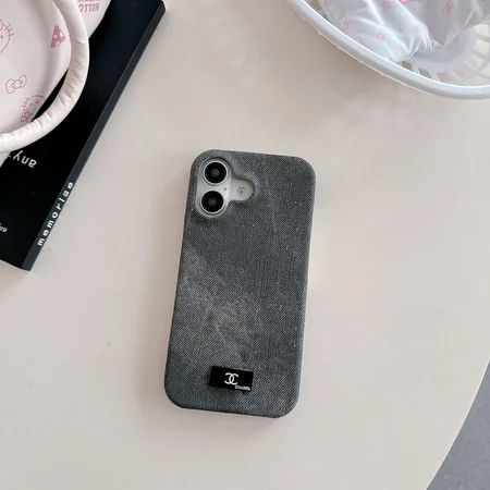 chanel glitter denim square logo iphone case
