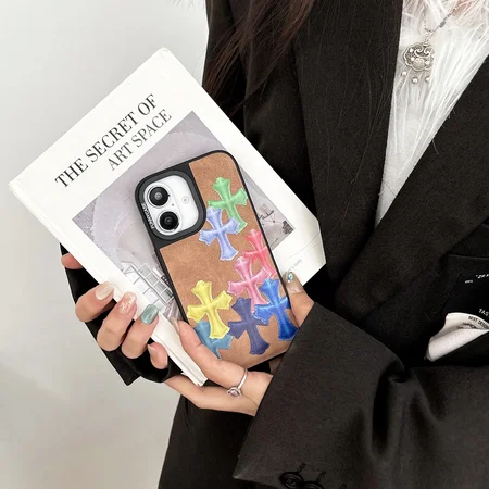 chrome hearts litchi grain leather iphone case
