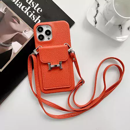 hermès pebbled leather cardholder crossbody iphone 16/16pro/pro max case