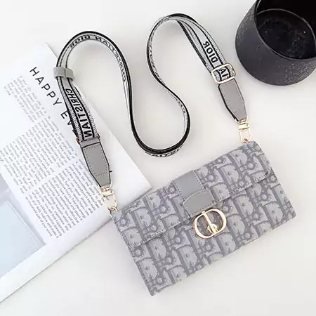 dior wallet card holder cross - body leather case with cd chain