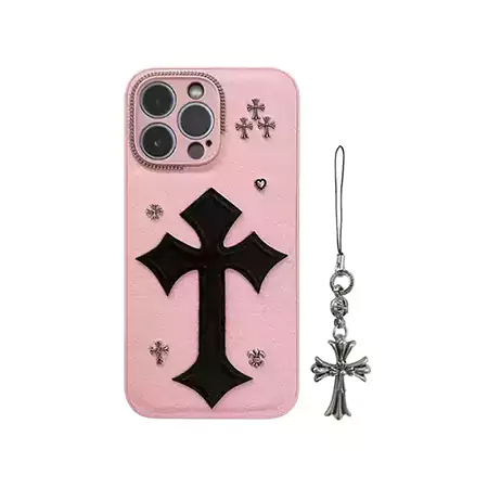chrome hearts black and pink iphone case