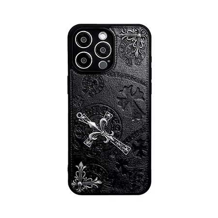chrome hearts leather full - pattern embossed iphone case