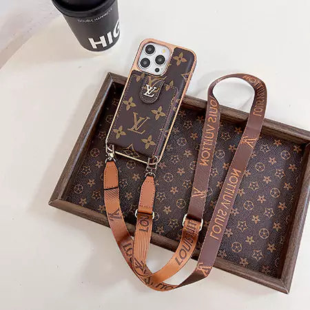 louis vuitton high - quality electroplated large - hole card holder iphone case with lanyard