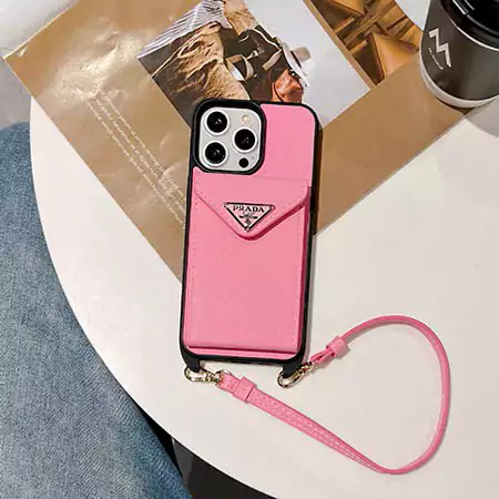 prada card holder iphone case with short hand - held strap