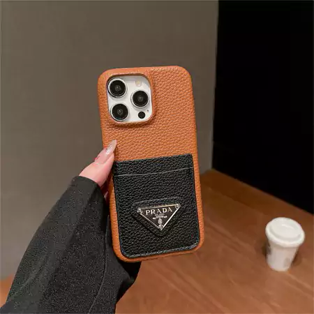 prada lychee - grain color - block card holder iphone case