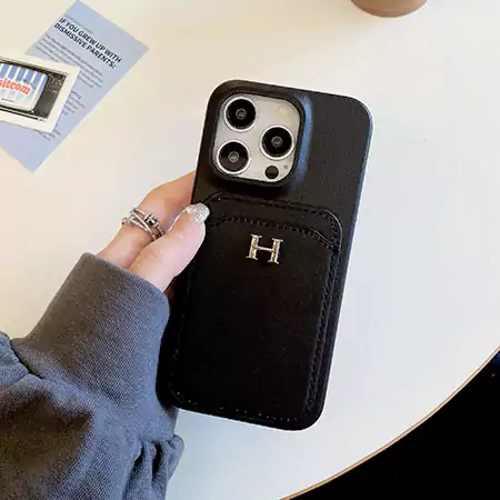 hermès leather card holder h metal logo iphone case