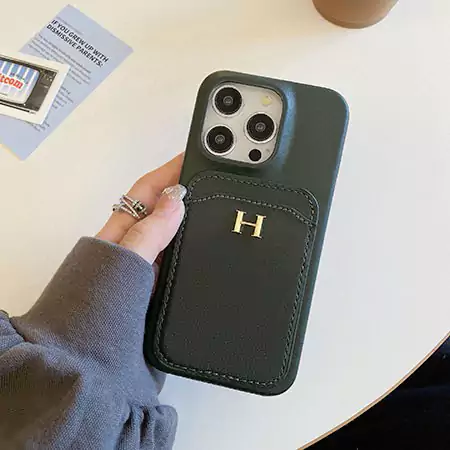 hermès leather card holder h metal logo iphone case