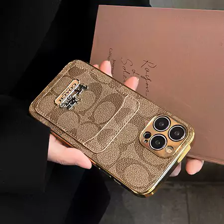 coach electroplated horse logo card holder iphone case