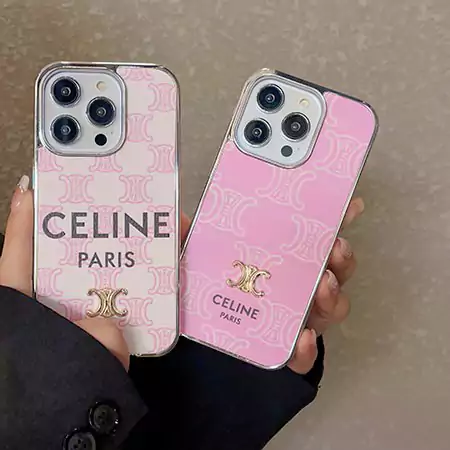 celine pink iphone case with metal logo