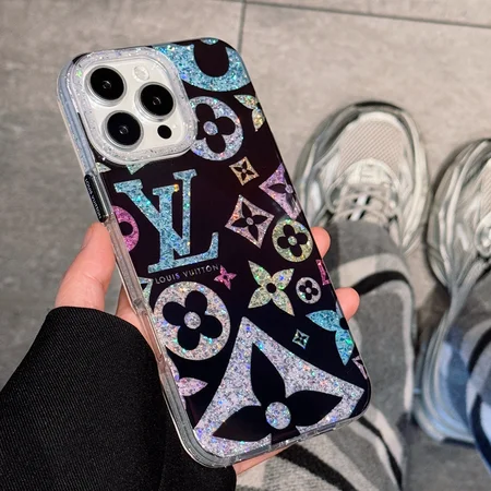 Gold glitter LV phone case
