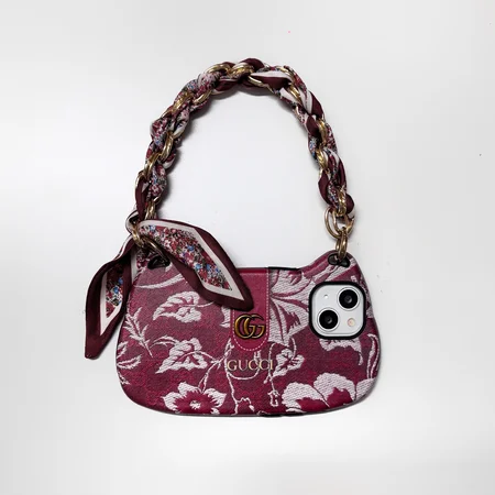 red based gucci print handbag iphone case