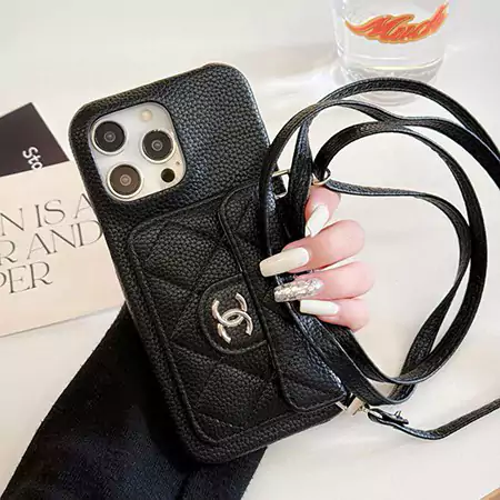 chanel multicolor cross - body card - holder litchi texture iphone case