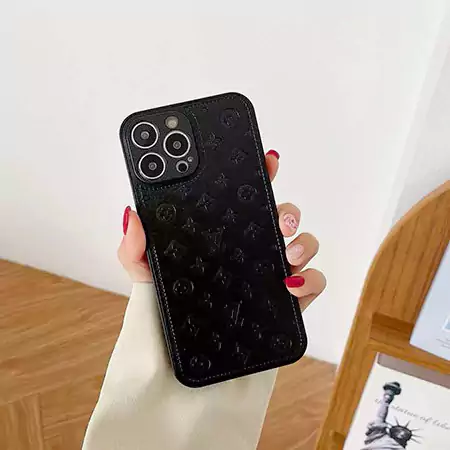 louis vuitton black white green leather embossed logo iphone 16/16pro/pro max case