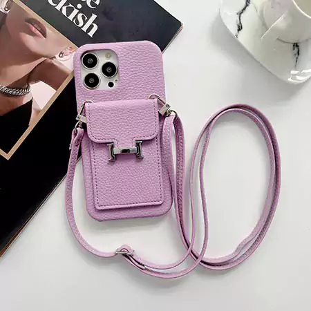 hermès pebbled leather cardholder crossbody iphone 16/16pro/pro max case