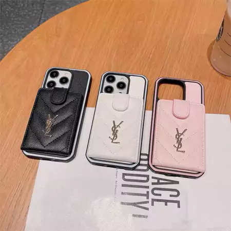 YSL embroidered card holder two - tone iphone case
