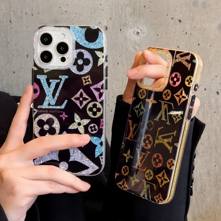 Gold glitter LV phone case