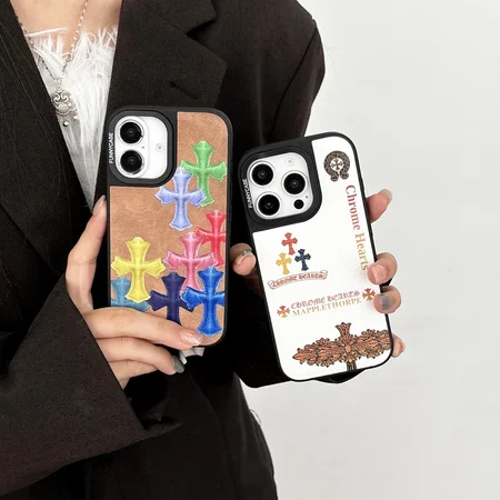 chrome hearts litchi grain leather iphone case