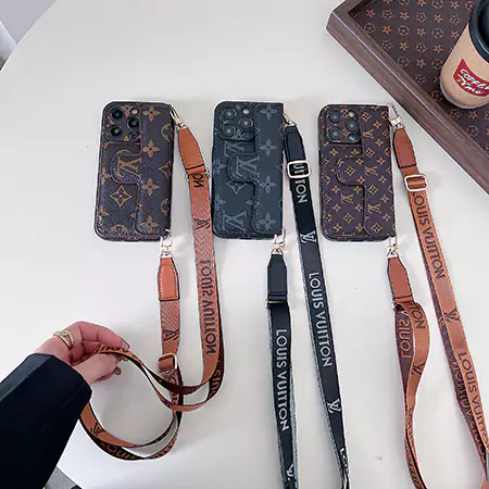 louis vuitton precision - cut side - sticker card holder iphone case with hand strap