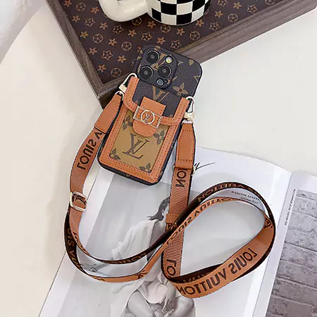 louis vuitton precision - cut side - sticker square logo card holder iphone case with hand strap