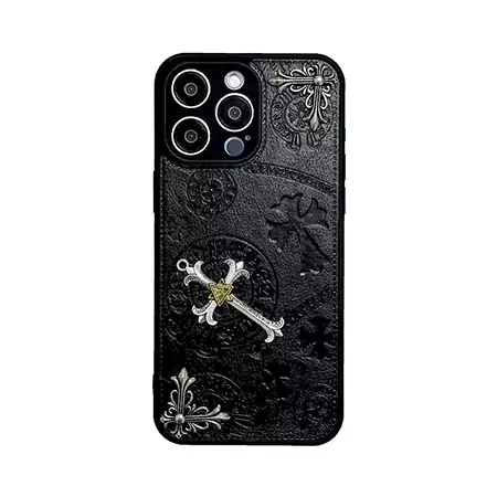 chrome hearts leather full - pattern embossed iphone case