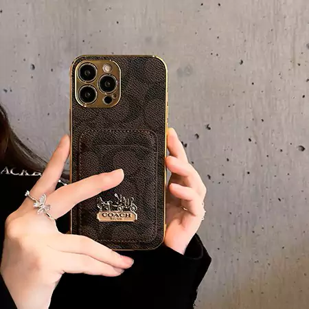 coach electroplated horse logo card holder iphone case