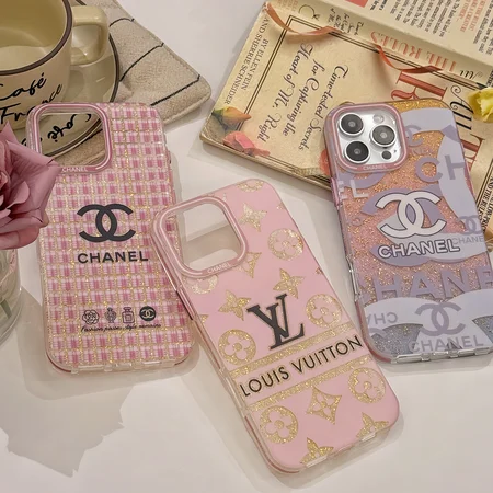 lv foundation hollow - out chanel pink checkered iphone case