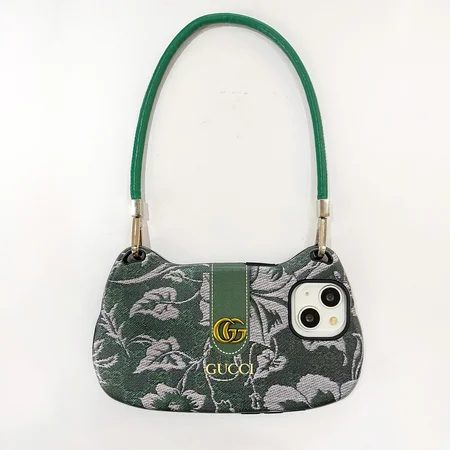 green based gucci print handbag iphone case