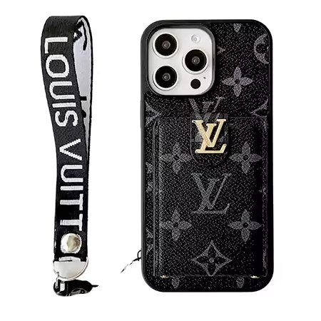 LV monogram card - holder hand strap iPhone case