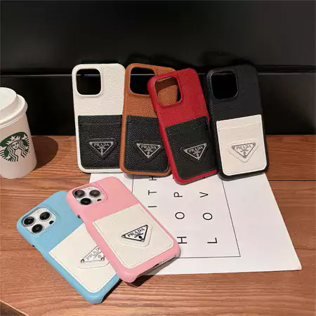 prada lychee - grain color - block card holder iphone case